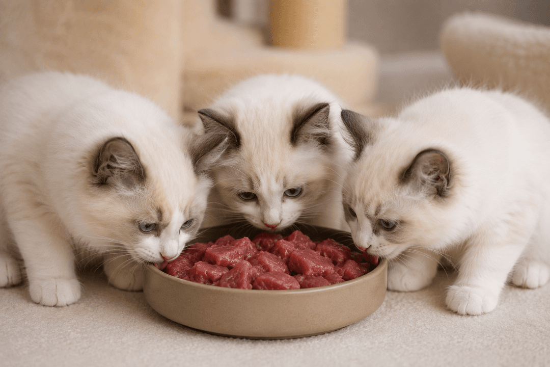 Birmadoll kittens eating