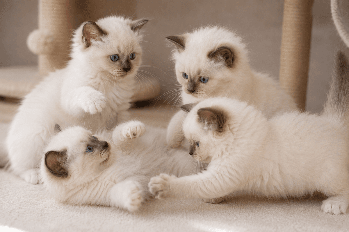 Birmadoll kittens playing